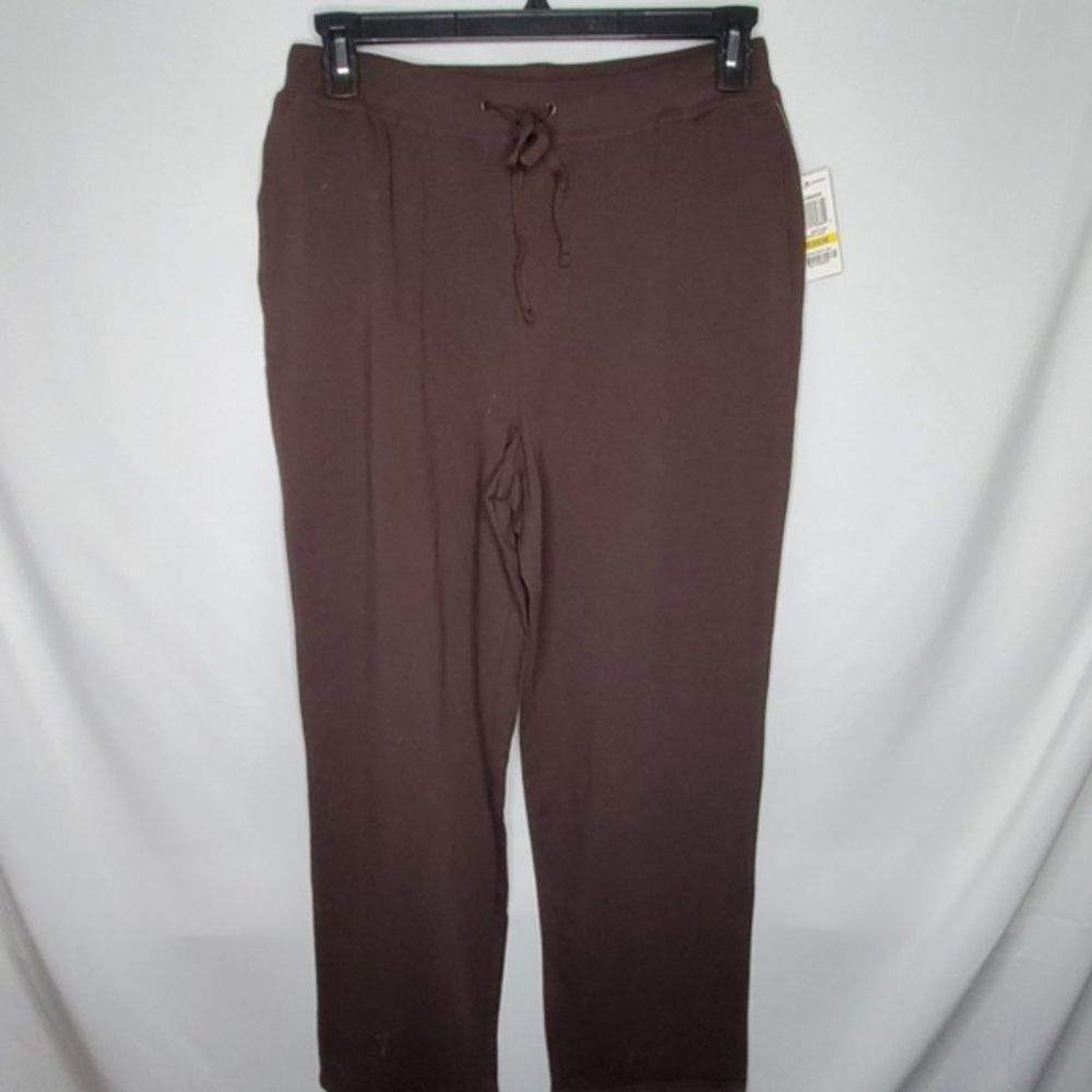 JM Collection Drawstring Waist Knit Wide Leg Lounge Pants Espresso Brown M